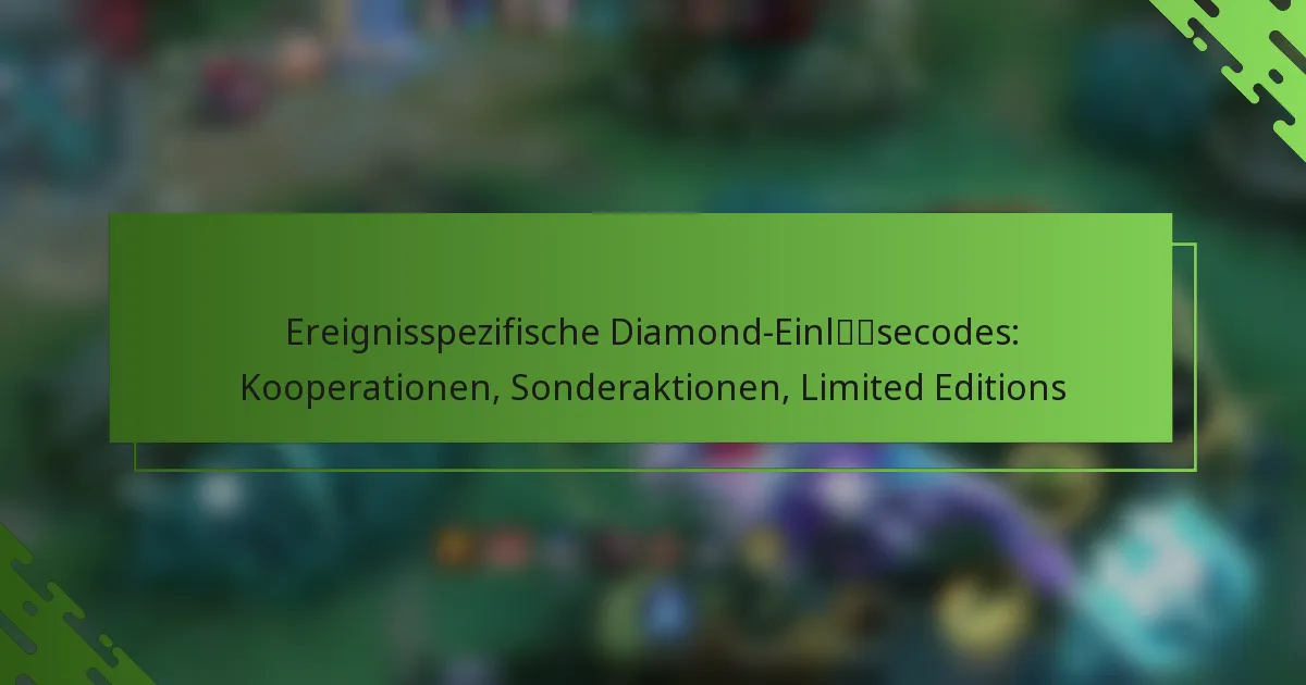 Ereignisspezifische Diamond-Einlösecodes: Kooperationen, Sonderaktionen, Limited Editions